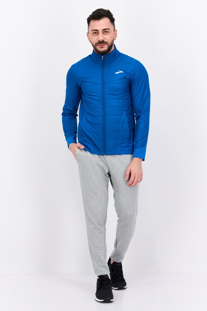 Brooks Men Sportswear Fit Long Sleeve Running Jacket, Teal Blue - Image 2